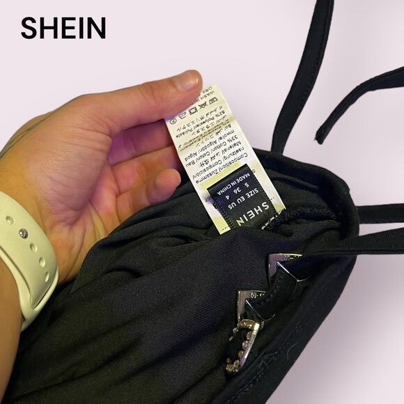 Preowned SHEIN ICON Cut Out Waist Heart Detail Ruched Skirt - Small - Picture 6 of 8